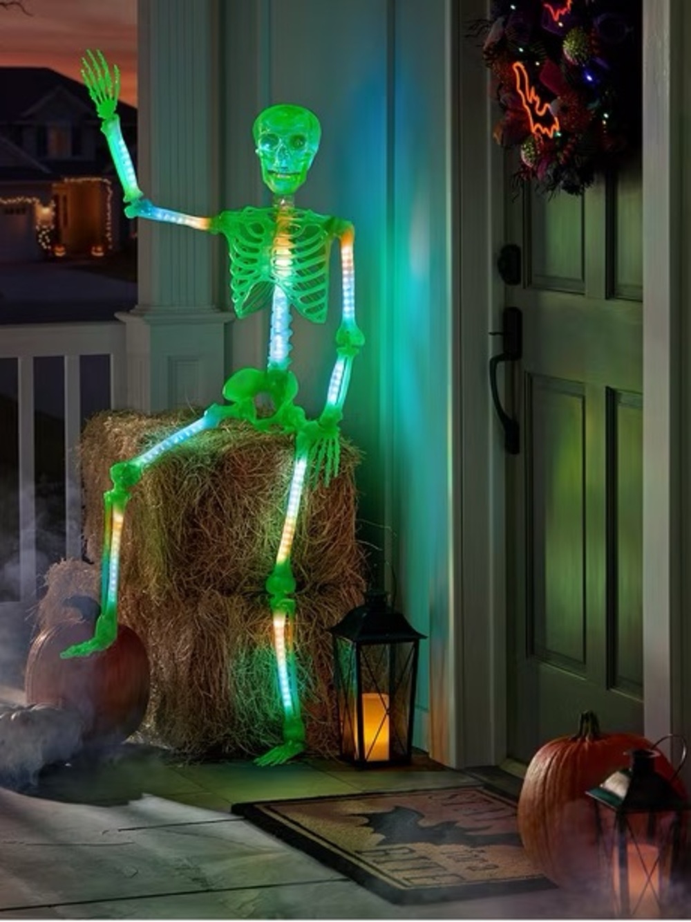 5' Pre-Lit Color Changing Poseable Skeleton